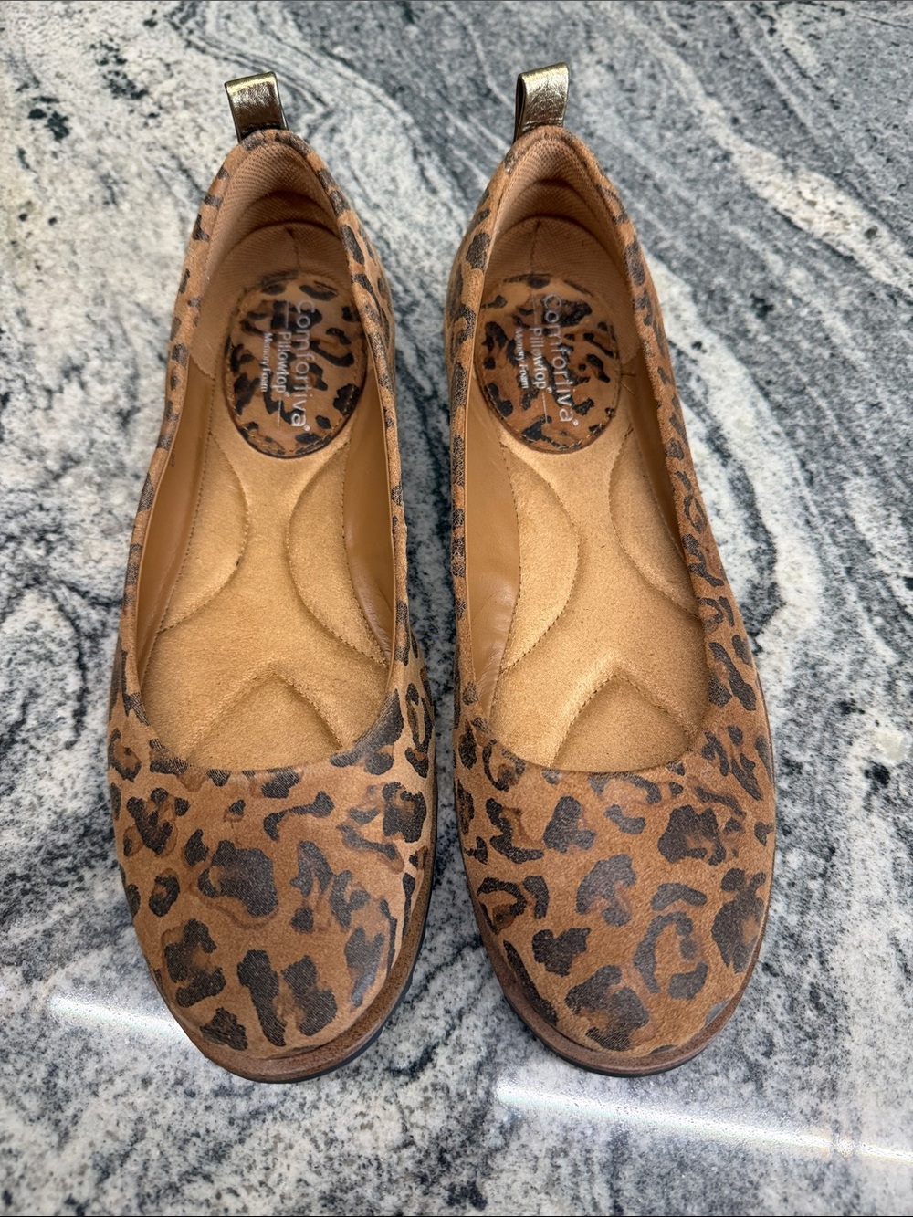 Comfortiva Leopard Print Ballet Flats - Brown:Black
